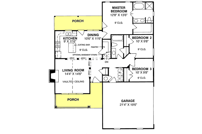 Home Plan - Floor Plan - Main Floor for Country House Plan #20-303 - 3 bed, 2 bath