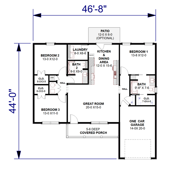 House Blueprint - Farmhouse Floor Plan - Main Floor Plan #44-309