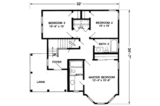 Floor Plan - Upper Floor for Cottage House Plan #410-297 - 3 bed, 2 bath