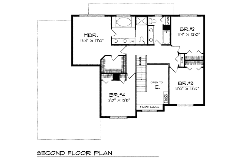 Dream House Plan - Floor Plan - Upper Floor for European House Plan #70-444 - 4 bed, 2.5 bath