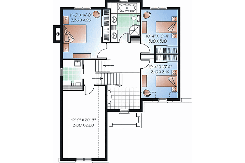 Home Plan - Floor Plan - Upper Floor for European House Plan #23-2234 - 3 bed, 2 bath