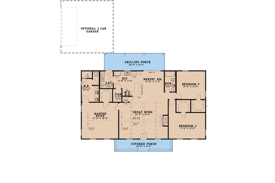 Floor Plan - Main Floor for Farmhouse House Plan #923-223 - 3 bed, 2 bath