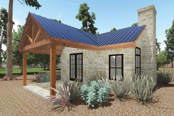 Exterior - Covered Porch for Cottage House Plan #935-9 - 1 bed, 1 bath