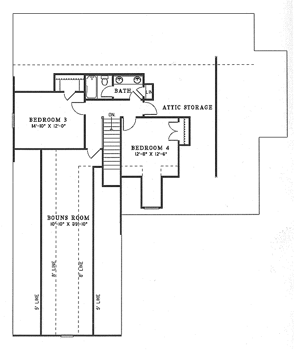 Traditional Floor Plan - Upper Floor Plan #17-2057