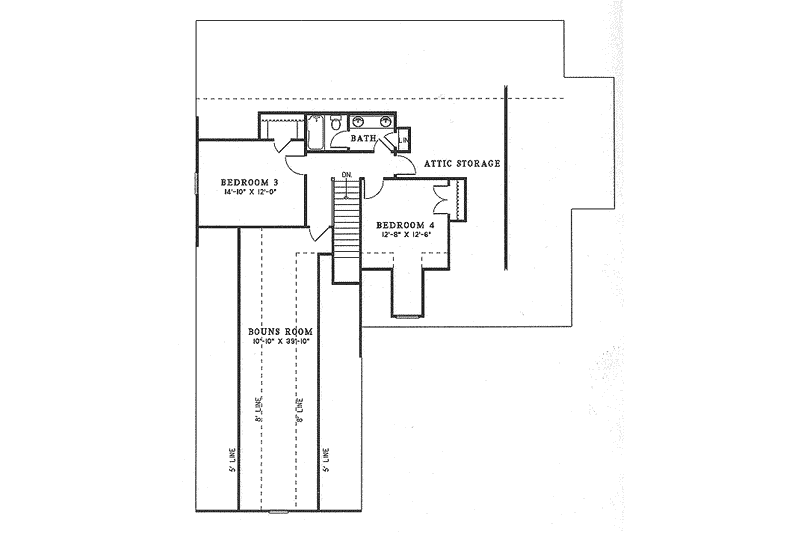 Dream House Plan - Floor Plan - Upper Floor for Traditional House Plan #17-2057 - 4 bed, 3 bath