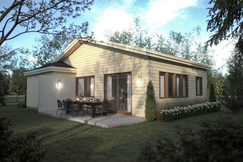 House Blueprint - Exterior - Rear Elevation for Contemporary House Plan #23-2834 - 3 bed, 1 bath