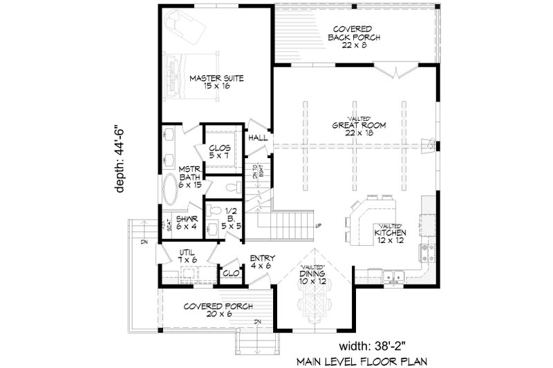 Home Plan - Floor Plan - Main Floor for Farmhouse House Plan #932-1067 - 3 bed, 2.6 bath