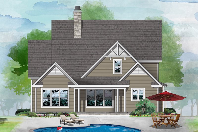 Architectural House Design - Exterior - Rear Elevation for Cottage House Plan #929-1121 - 4 bed, 4 bath