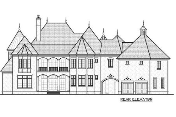 Exterior - Rear Elevation for European House Plan #413-865 - 6 bed, 6.5 bath