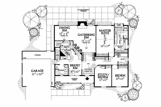 Floor Plan - Main Floor for Traditional House Plan #72-116 - 3 bed, 2 bath