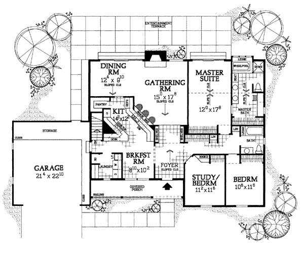 House Blueprint - Traditional Floor Plan - Main Floor Plan #72-116