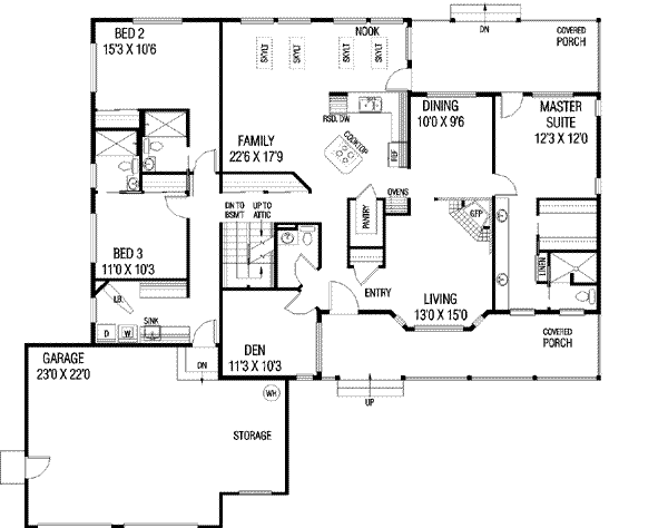 House Design - Ranch Floor Plan - Main Floor Plan #60-258