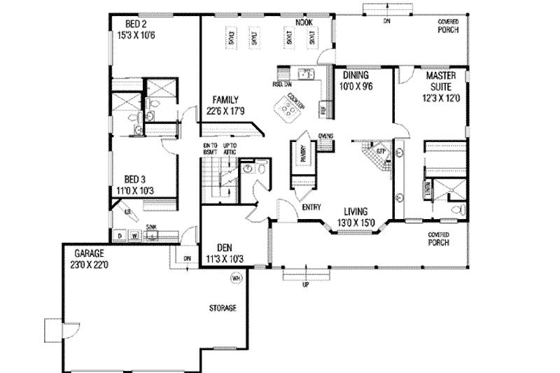 Home Plan - Floor Plan - Main Floor for Ranch House Plan #60-258 - 4 bed, 3.5 bath