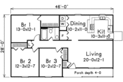 Cottage Style House Plan - 3 Beds 1 Baths 1197 Sq/Ft Plan #57-223 