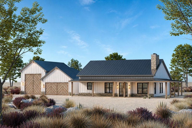 Dream House Plan - Exterior - Front Elevation 3 for Barndominium House Plan #20-2556 - 3 bed, 2.5 bath