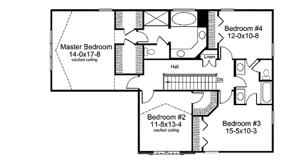 Traditional Floor Plan - Upper Floor Plan #57-398