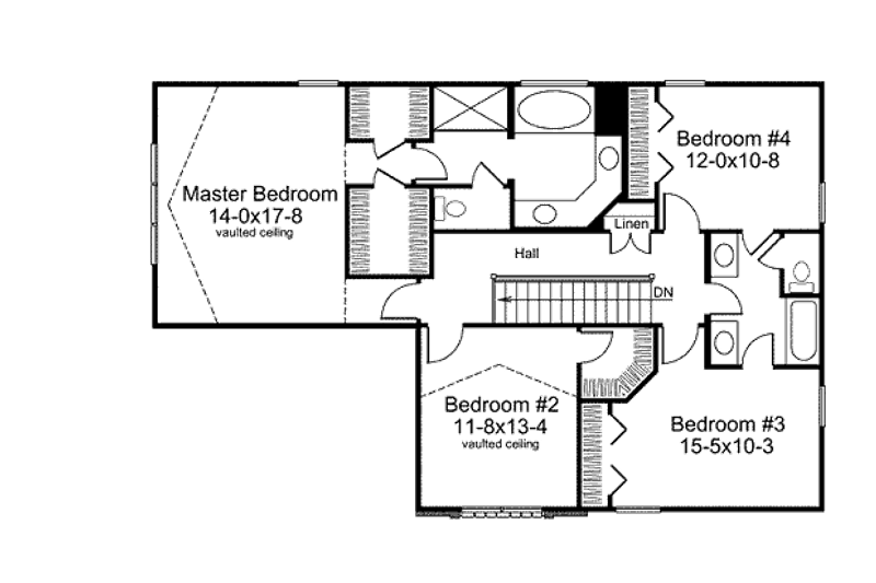 Architectural House Design - Floor Plan - Upper Floor for Traditional House Plan #57-398 - 4 bed, 2.5 bath