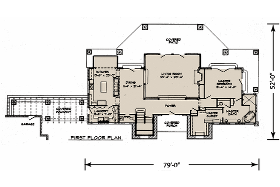 Floor Plan - Main Floor for Country House Plan #140-102 - 2 bed, 2.5 bath