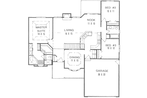 Floor Plan - Main Floor for Traditional House Plan #58-145 - 3 bed, 2 bath