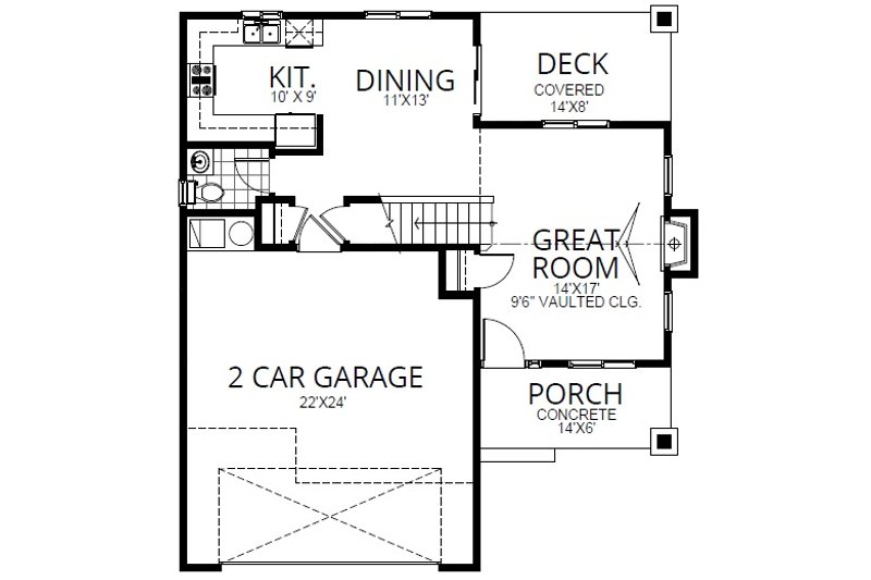Dream House Plan - Floor Plan - Main Floor for Craftsman House Plan #112-171 - 3 bed, 2.5 bath