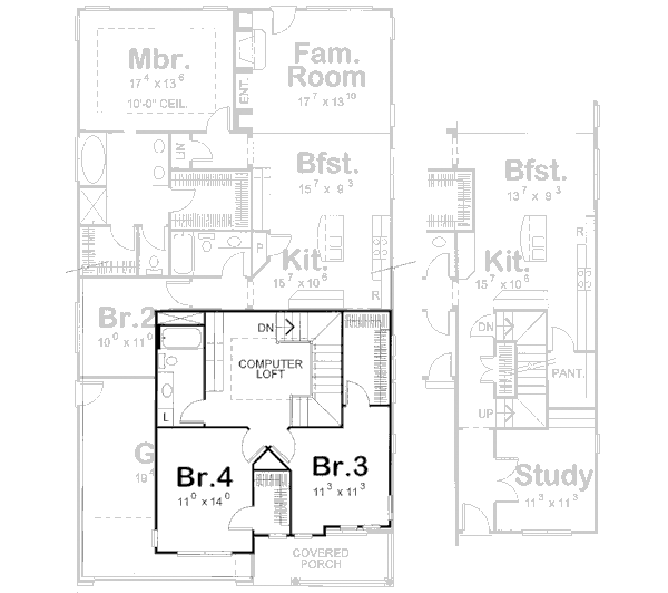 Farmhouse Floor Plan - Upper Floor Plan #20-1689