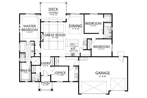 Floor Plan - Main Floor for Contemporary House Plan #112-215 - 3 bed, 2.5 bath