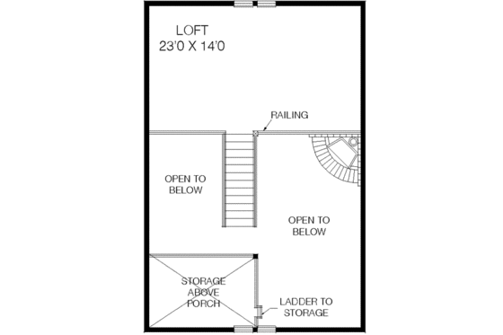 Floor Plan - Upper Floor House Plan #60-356 - 1 bed, 1 bath