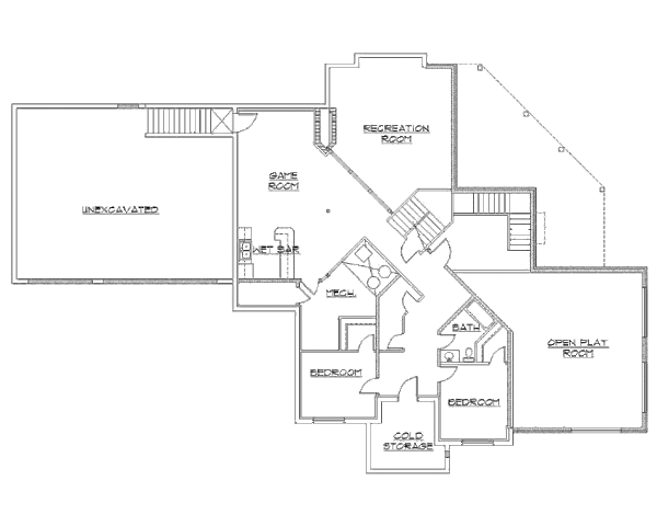 Architectural House Design - Traditional Floor Plan - Lower Floor Plan #5-225