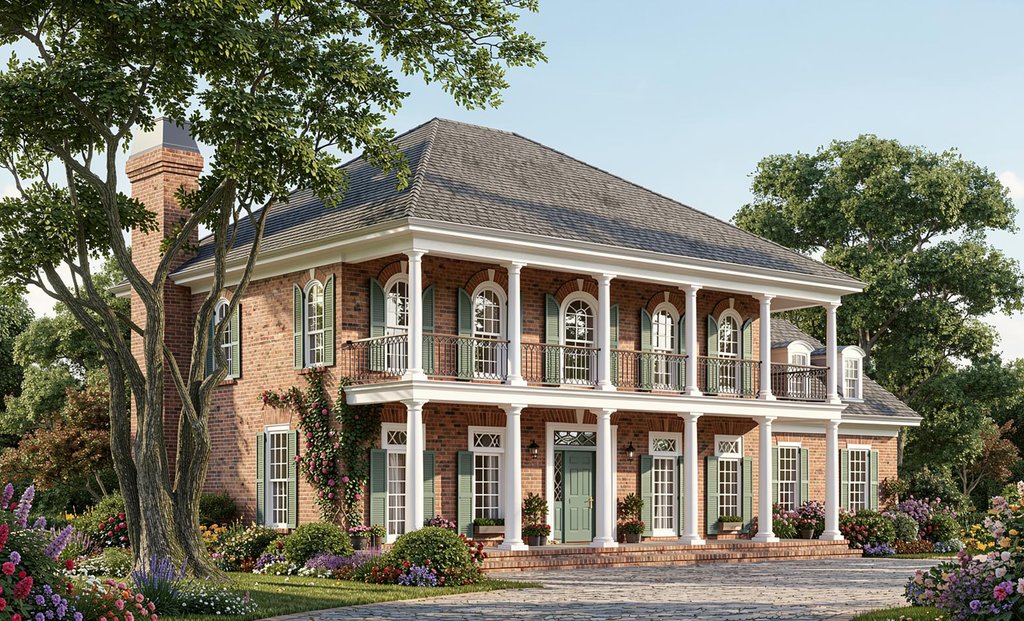 Exterior - Front Elevation 2 for Colonial House Plan #137-105 - 3 bed, 3 bath