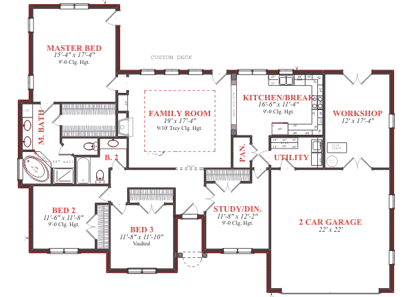 Southern Floor Plan - Main Floor Plan #63-105