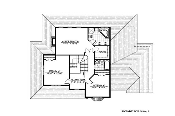 Floor Plan - Upper Floor for Country House Plan #138-326 - 3 bed, 2.5 bath