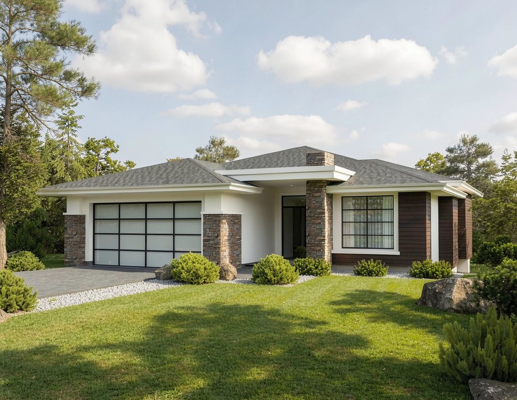 Exterior - Front Elevation 2 for Prairie House Plan #1100-12 - 2 bed, 2 bath