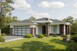 Dream House Plan - Exterior - Front Elevation for Prairie House Plan #1100-12 - 2 bed, 2 bath