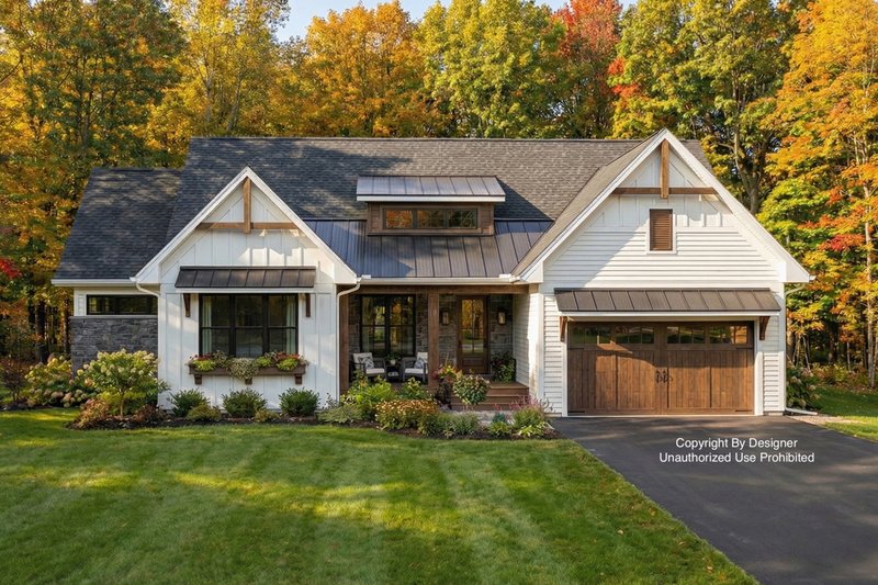 House Blueprint - Exterior - Front Elevation 2 for Farmhouse House Plan #51-1227 - 4 bed, 2 bath