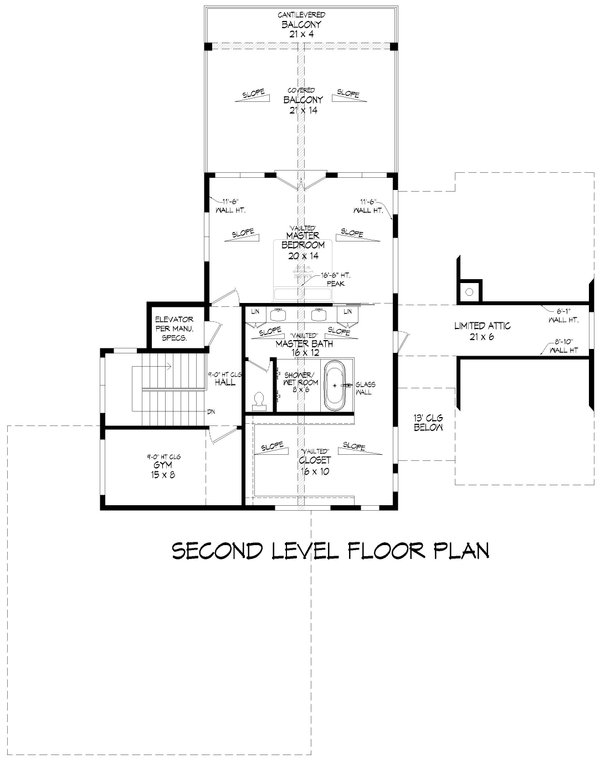 Contemporary Floor Plan - Upper Floor Plan #932-1273