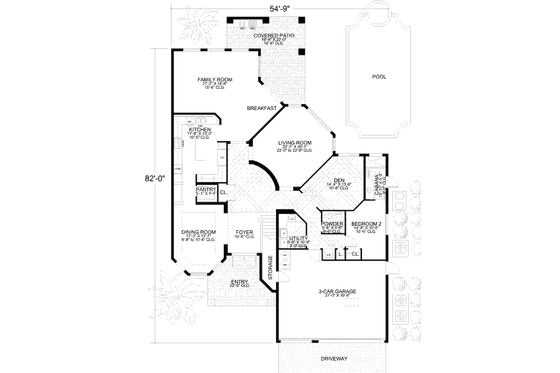Floor Plan - Main Floor for Mediterranean House Plan #420-156 - 6 bed, 5.5 bath