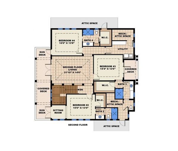 Contemporary Floor Plan - Upper Floor Plan #27-532
