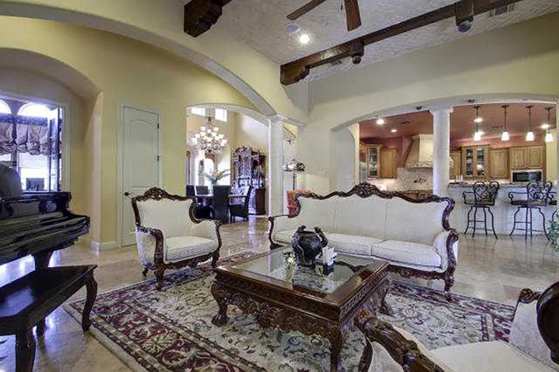 House Blueprint - Interior - Family Room 1 for Mediterranean House Plan #80-124 - 4 bed, 4.5 bath