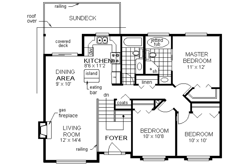 Home Plan - Floor Plan - Main Floor for Traditional House Plan #18-312 - 3 bed, 2 bath