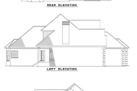 Exterior - Rear Elevation for European House Plan #17-284 - 4 bed, 2.5 bath