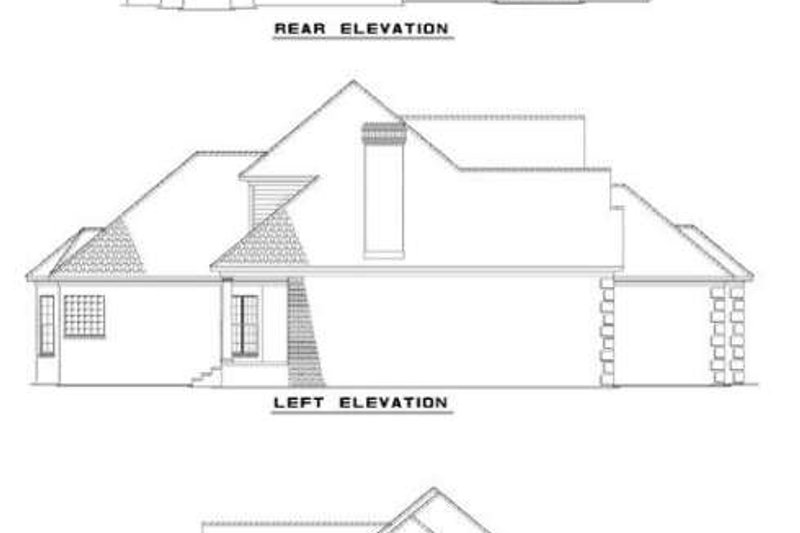 House Blueprint - Exterior - Rear Elevation for European House Plan #17-284 - 4 bed, 2.5 bath