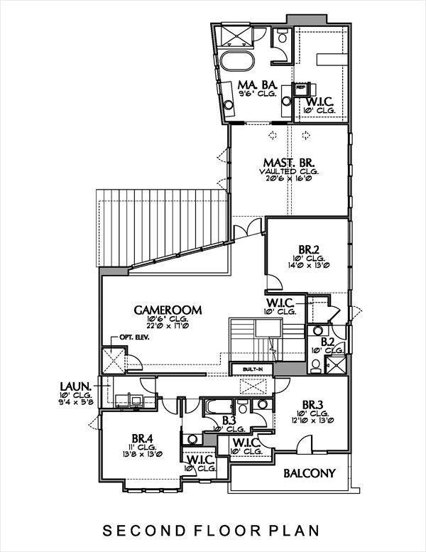 Modern Floor Plan - Upper Floor Plan #449-13