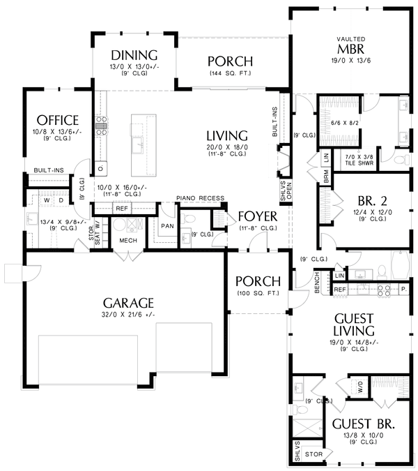 Dream House Plan - Craftsman Floor Plan - Main Floor Plan #48-1188