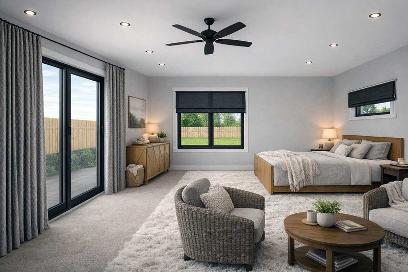 House Blueprint - Interior - Master Bedroom for Cabin House Plan #1101-66 - 2 bed, 2 bath