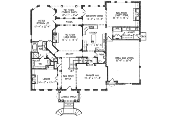 Floor Plan - Main Floor for Colonial House Plan #54-125 - 5 bed, 5.5 bath