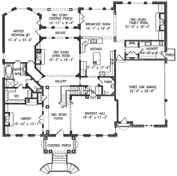 Architectural House Design - Colonial Floor Plan - Main Floor Plan #54-125