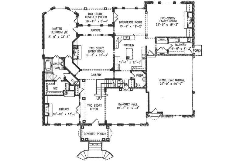Home Plan - Floor Plan - Main Floor for Colonial House Plan #54-125 - 5 bed, 5.5 bath