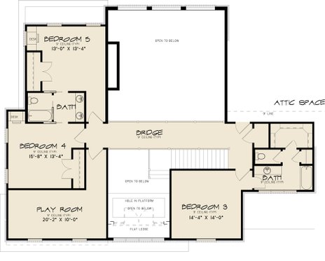 Floor Plan - Upper Floor for Contemporary House Plan #923-210 - 5 bed, 4.5 bath
