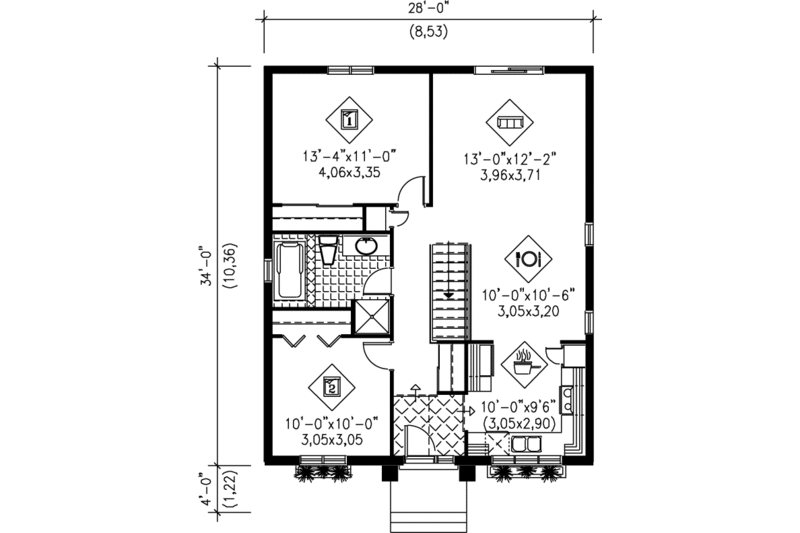 Cottage Style House Plan - 2 Beds 1 Baths 952 Sq/Ft Plan #25-168 ...