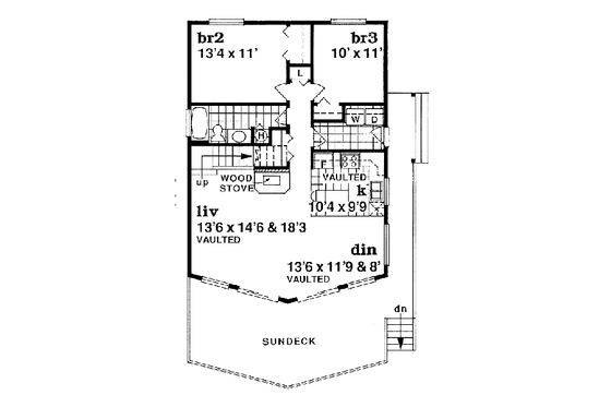 Floor Plan - Main Floor for Modern House Plan #47-316 - 3 bed, 2 bath